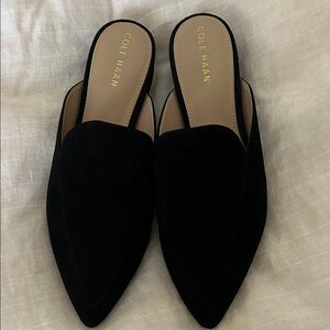 Cole Haan Women's Black Suede Mules NWT, Never Worn